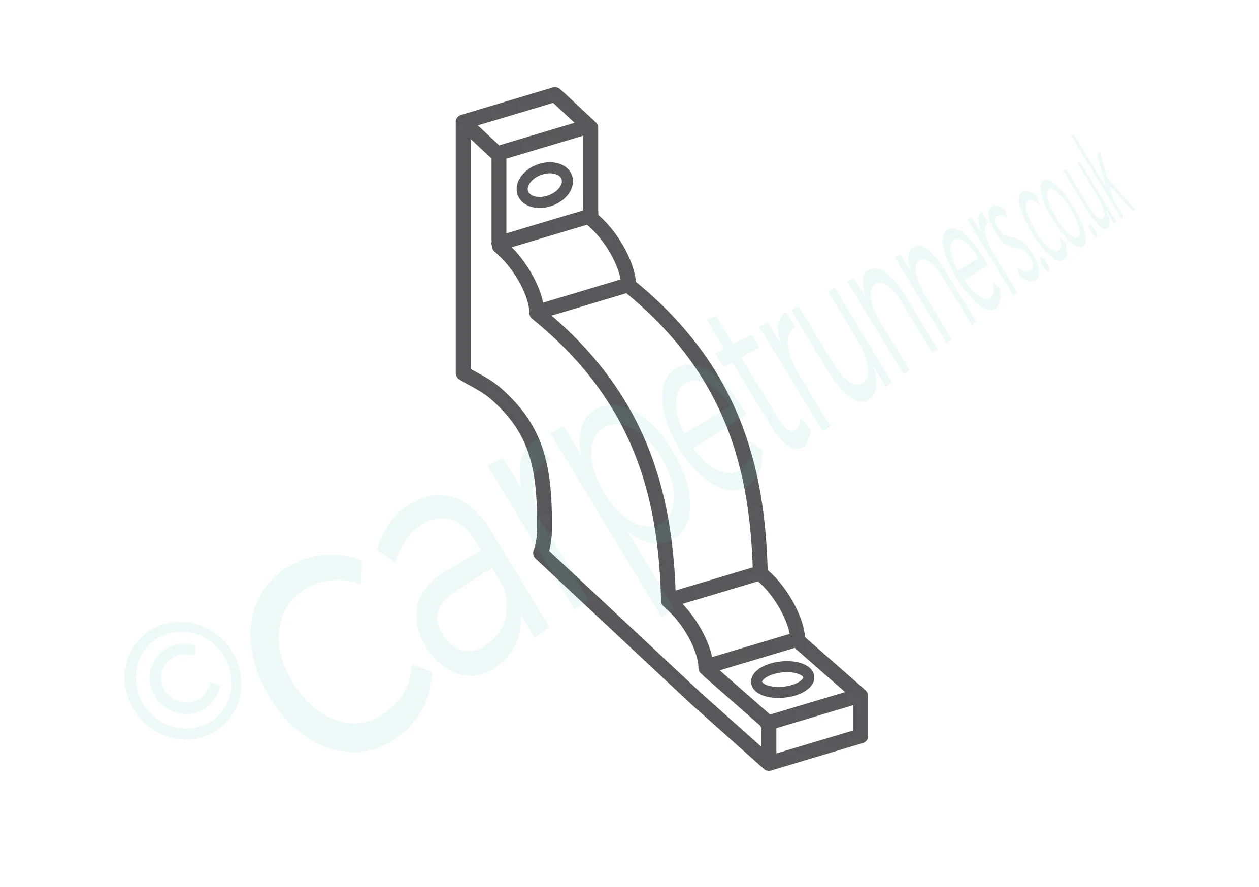 Cylindrical Rod Brackets Pair - Pewter - Image 2